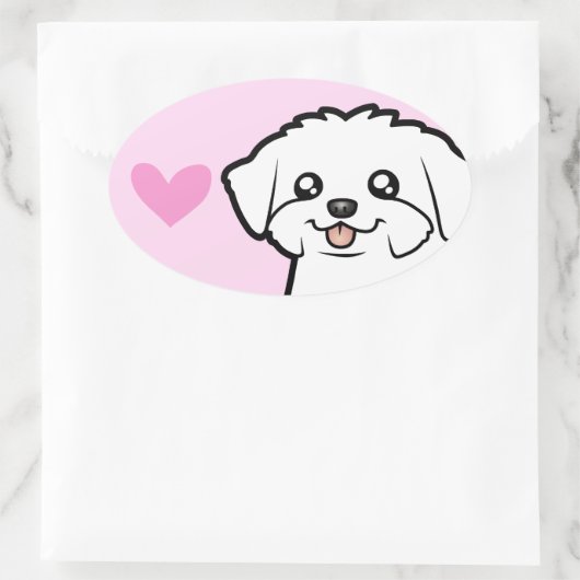 Maltese liefde (puppy cut) ovale sticker (Tas)