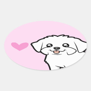 Maltese liefde (puppy cut) ovale sticker
