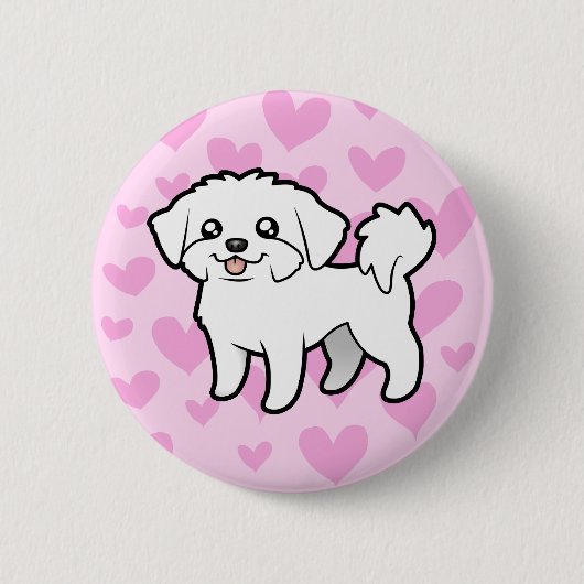 Maltese liefde (puppy cut) ronde button 5,7 cm (Voorkant)