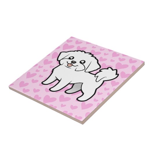 Maltese liefde (puppy cut) tegeltje (Zijkant)