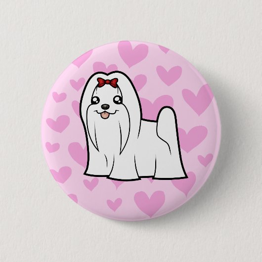 Maltese liefde (show snijden) ronde button 5,7 cm (Voorkant)