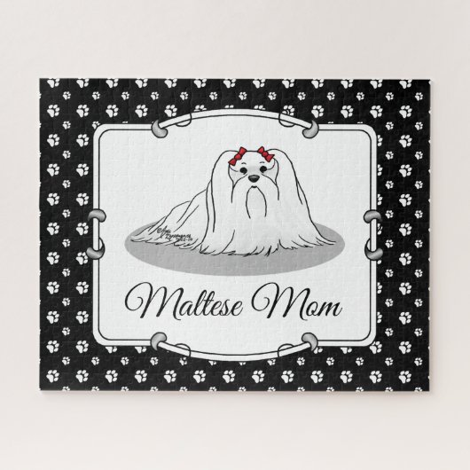Maltese mam - Cute Hondenras Mam Cartoon Legpuzzel (Horizontaal)