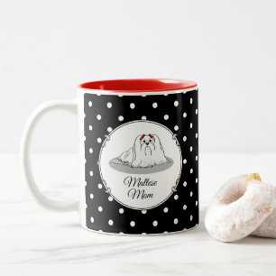 Maltese mam - Cute Hondenras Mam Cartoon Tweekleurige Koffiemok