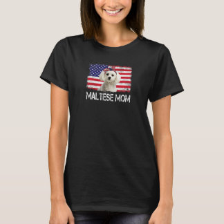 Maltese mama ons vlag op 4e juli patriottisch W T-shirt