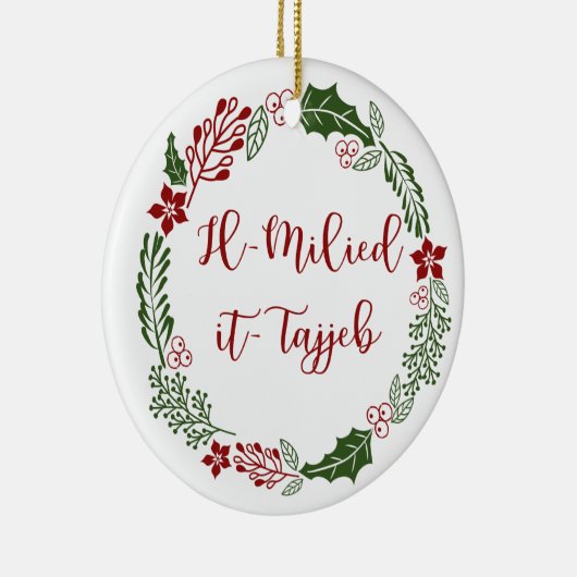 Maltese Merry Christmas Wreath Il-Milied it-tajjeb Keramisch Ornament (Rechts)