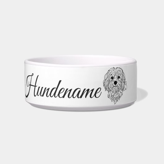 Maltese Minimalist Line Art personalized bowl Voerbakje (Voorkant)