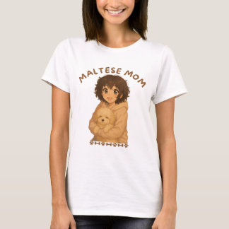 Maltese moeder anime stijl t-shirt