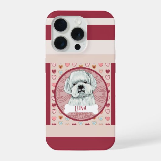 Maltese + name Valentine Heart iPhone 11 Pro Case Hoesje (Achterkant)