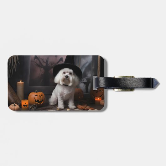 Maltese pompoenen Halloween eng Bagagelabel (Achterkant horizontaal)
