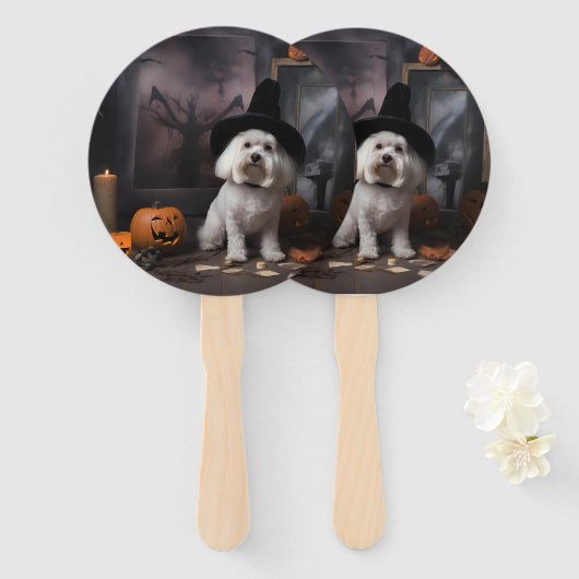 Maltese pompoenen Halloween eng Handwaaier (Voorkant en achterkant)