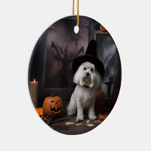 Maltese pompoenen Halloween eng Keramisch Ornament (Rechts)