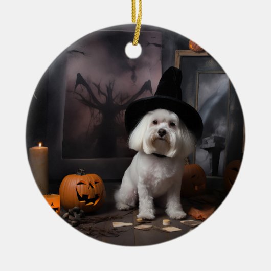 Maltese pompoenen Halloween eng Keramisch Ornament (Voorkant)