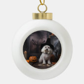Maltese pompoenen Halloween eng Keramische Bal Ornament (Voorkant)