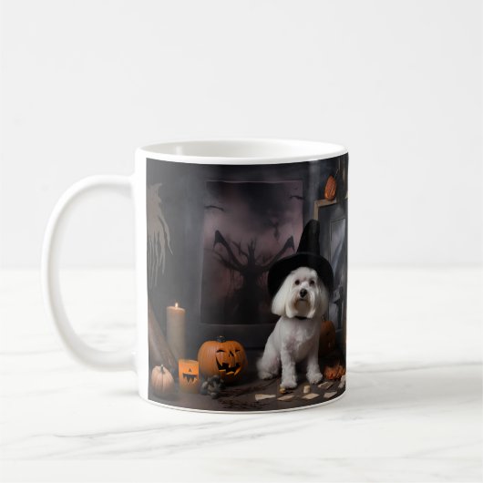 Maltese pompoenen Halloween eng Koffiemok (Links)