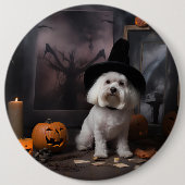 Maltese pompoenen Halloween eng Ronde Button 6,0 Cm (Voorkant)