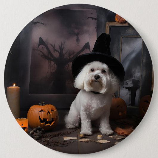 Maltese pompoenen Halloween eng Ronde Button 6,0 Cm (Voorkant)