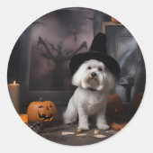 Maltese pompoenen Halloween eng Ronde Sticker (Voorkant)