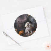 Maltese pompoenen Halloween eng Ronde Sticker (Envelop)