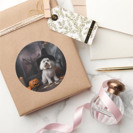 Maltese pompoenen Halloween eng Ronde Sticker (Geschenken)