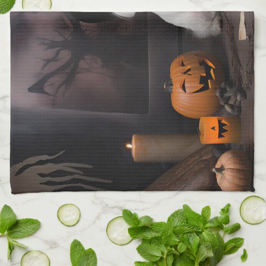 Maltese pompoenen Halloween eng Theedoek (Gevouwen)