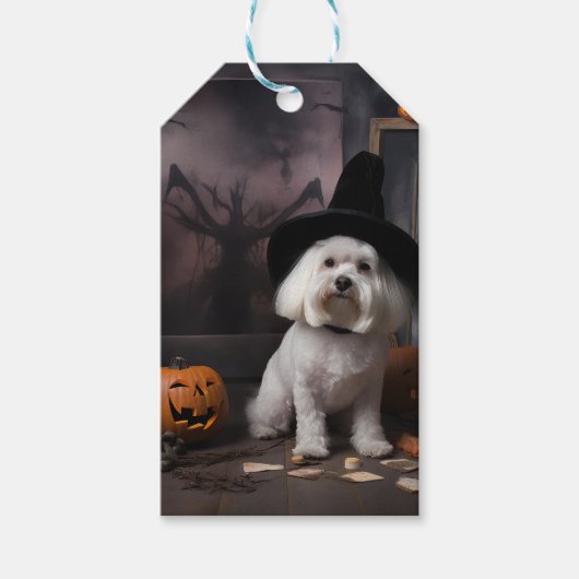 Maltese Pompoenen Halloween Griezelen Cadeaulabel (Voorkant)