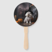 Maltese Pompoenen Halloween Griezelen Handwaaier (Achterkant)