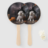 Maltese Pompoenen Halloween Griezelen Handwaaier (Voorkant en achterkant)