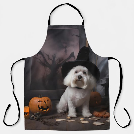Maltese Pompoenen Halloween Griezelen Schort (Voorkant)