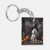 Maltese Pompoenen Halloween Griezelen Sleutelhanger (Voorkant Links)
