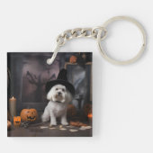 Maltese Pompoenen Halloween Griezelen Sleutelhanger (Achterkant)