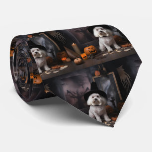 Maltese Pompoenen Halloween Griezelen Stropdas