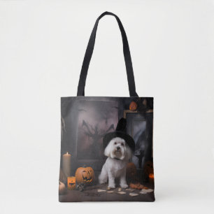 Maltese Pompoenen Halloween Griezelen Tote Bag