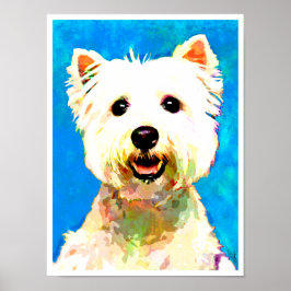 Maltese Pop Art Waterverf 18 x 24-inch Poster