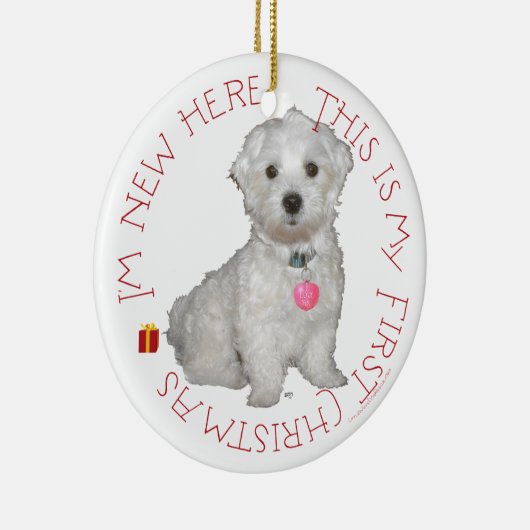 Maltese pop - Eerste Kerstmis Keramisch Ornament (Rechts)