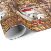 Maltese Puppies in een kerstmand Cadeaupapier (Rol Hoek)