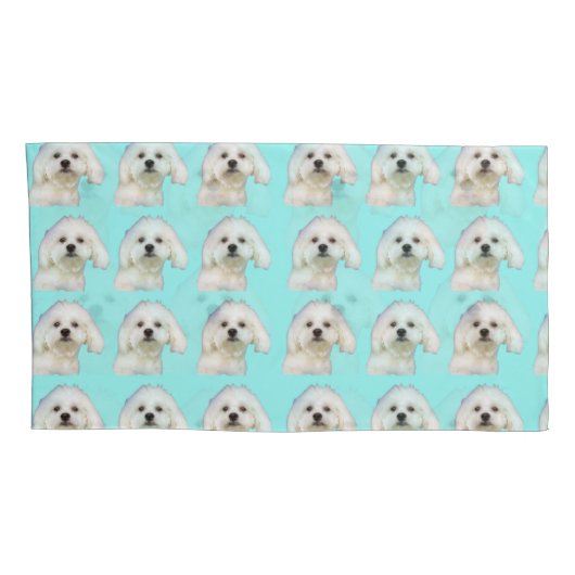 Maltese puppy blauw kussensloop (Achterkant-Rechts)