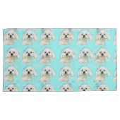 Maltese puppy blauw kussensloop (Voorkant-Rechts)