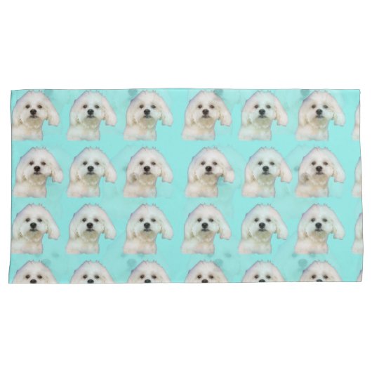 Maltese puppy blauw kussensloop (Voorkant-Rechts)