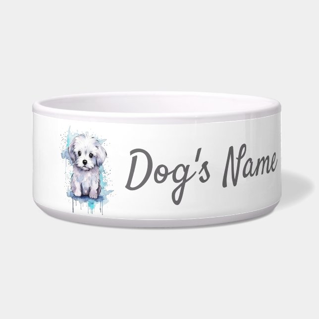 Maltese puppy ceramische Pet Bowl Voerbakje (Voorkant)