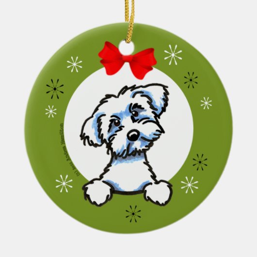 Maltese puppy Cut kerstmis Keramisch Ornament (Voorkant)