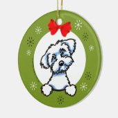 Maltese puppy Cut kerstmis Keramisch Ornament (Links)