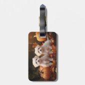 Maltese puppy herfst verrukking pompoen bagagelabel (Achterkant verticaal)