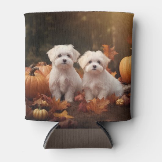 Maltese puppy herfst verrukking pompoen blikjeskoeler (Voorkant)