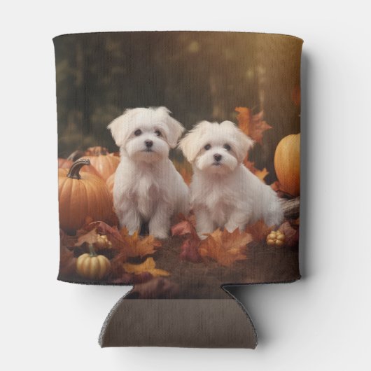 Maltese puppy herfst verrukking pompoen blikjeskoeler (Achterkant)