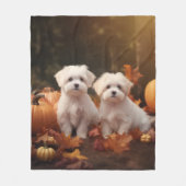 Maltese puppy herfst verrukking pompoen fleece deken (Voorkant)