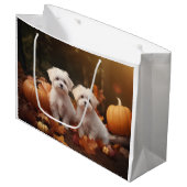 Maltese puppy herfst verrukking pompoen groot cadeauzakje (Voorkant Gekanteld)