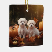 Maltese puppy herfst verrukking pompoen keramisch ornament (Rechts)