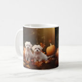 Maltese puppy herfst verrukking pompoen koffiemok (Voorkant links)