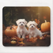 Maltese puppy herfst verrukking pompoen muismat (Voorkant)