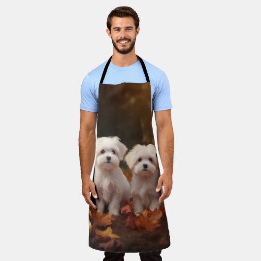 Maltese puppy herfst verrukking pompoen schort (Gedragen)